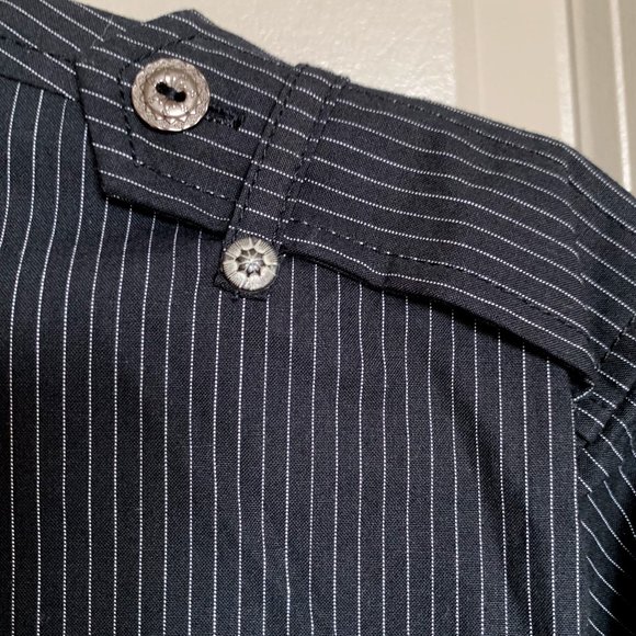7 Diamonds White Stripes Black Cotton Button Up XL - Picture 5 of 8